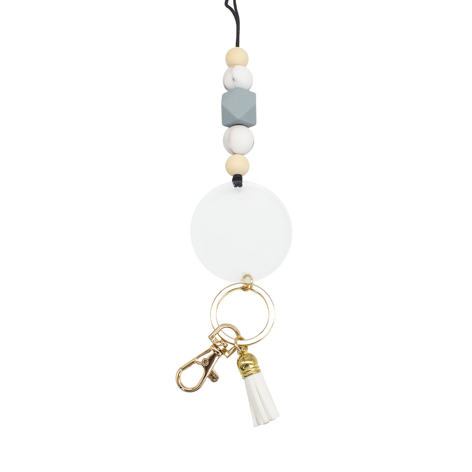 Wholesale Silicone Beaded Wooden Sign Acrylic Lanyard Keychain